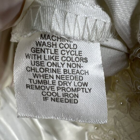 Linea Donatella Womens M White Cream Lace Coquette Satin Slip Dress Chiffon Trim - Picture 14 of 16